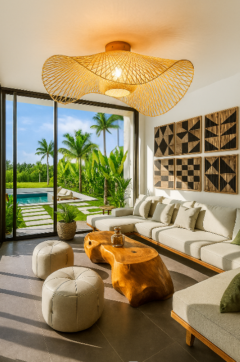 Suspension Luminaire en Bambou Style Japonais - Elégance Naturelle pour votre Intérieur Zen - Déco Maison