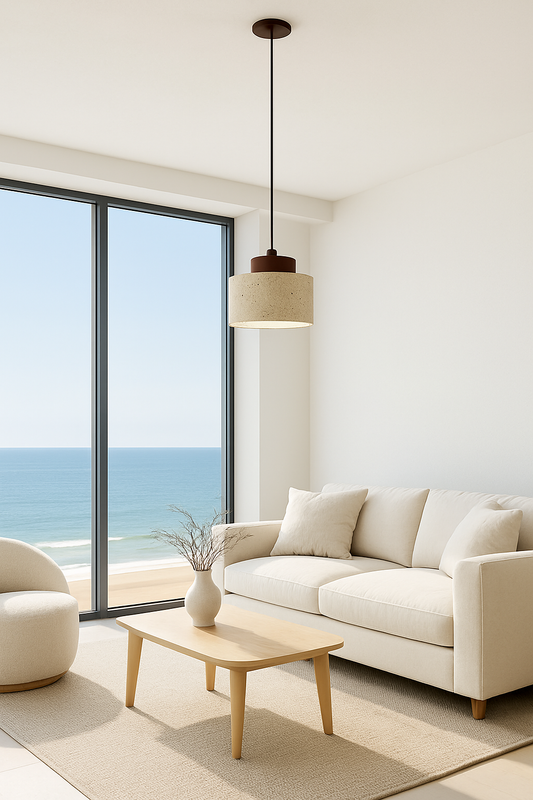 Lustre Salon/ Plafonnier Moderne Pierre de Grotte Jaune - Déco Maison Design - Cuisine/Chambre